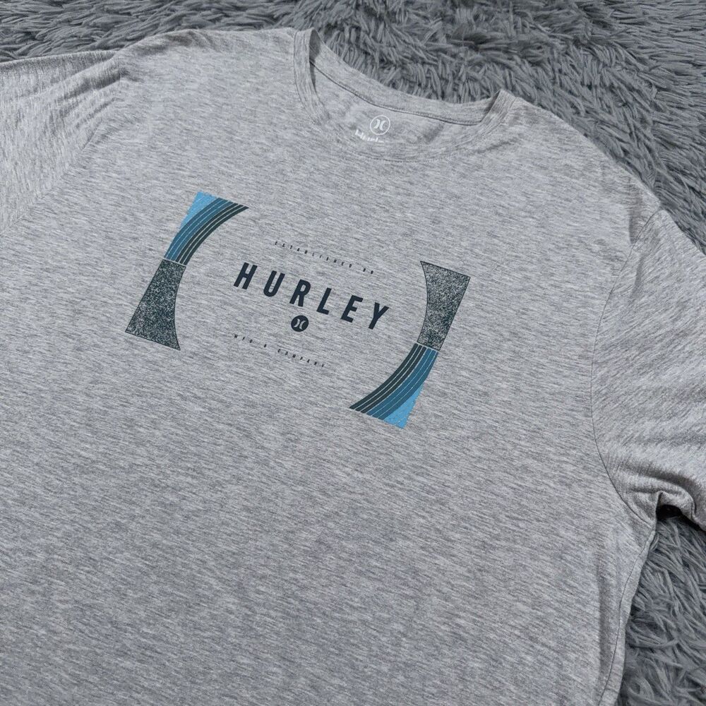 Hurley Shirt Large Gray Center Graphic Casual Short Sleeve Pullover Tee Mens